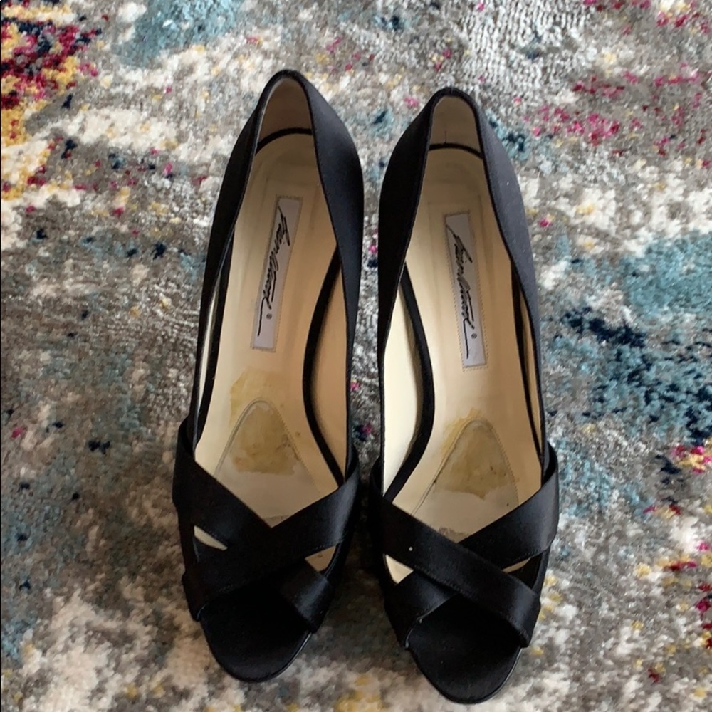 BRIAN ATWOOD Black Satin Heels Size 7.5 - Picture 3 of 7